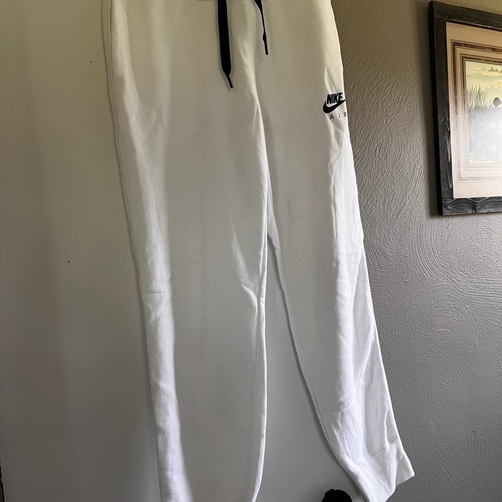 Nike White Joggers with Black Logo